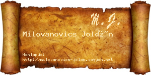 Milovanovics Jolán névjegykártya